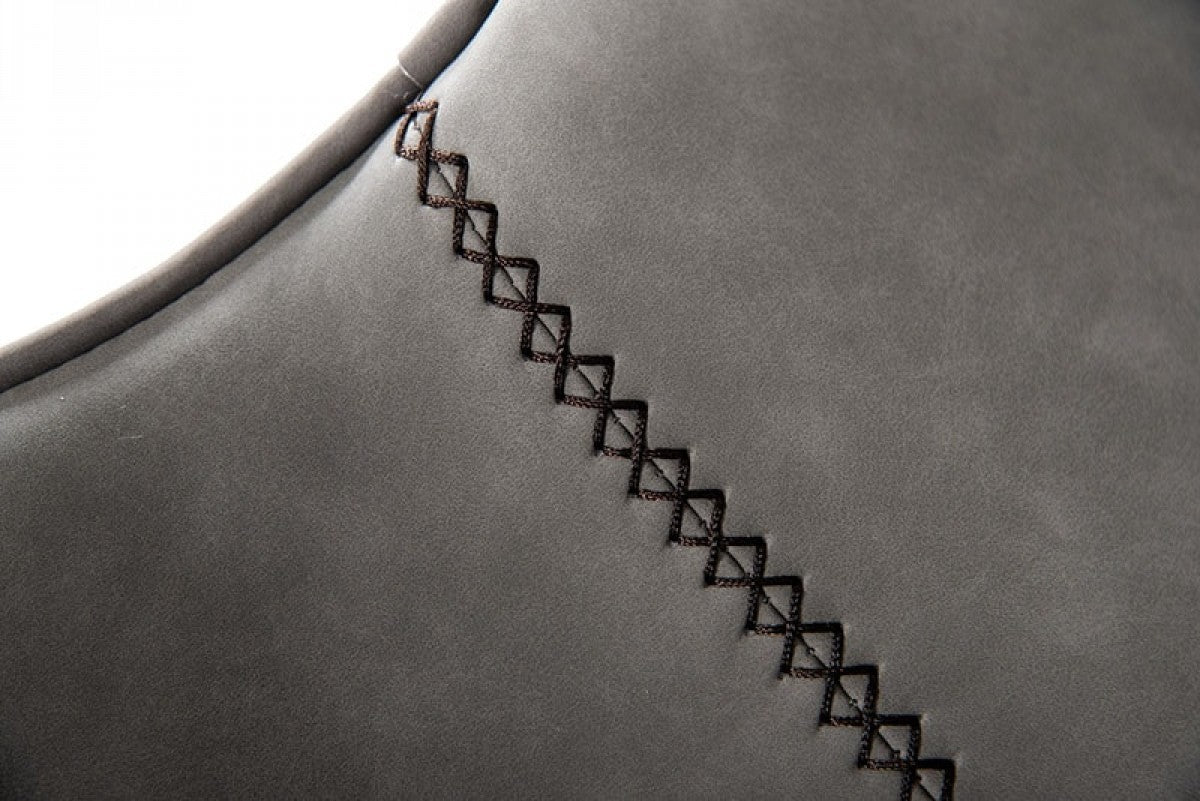 Set Of Two 43" Grey Faux Leather And Black Bar Height Bar Chairs With Footrest