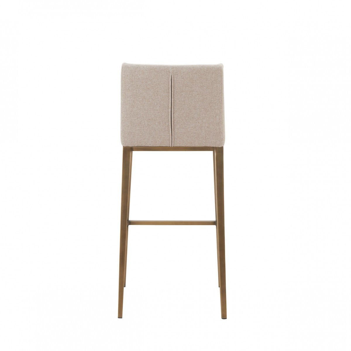 Set Of Two 41" Beige And Antiqued Gold Bar Height Chairs With Footrest