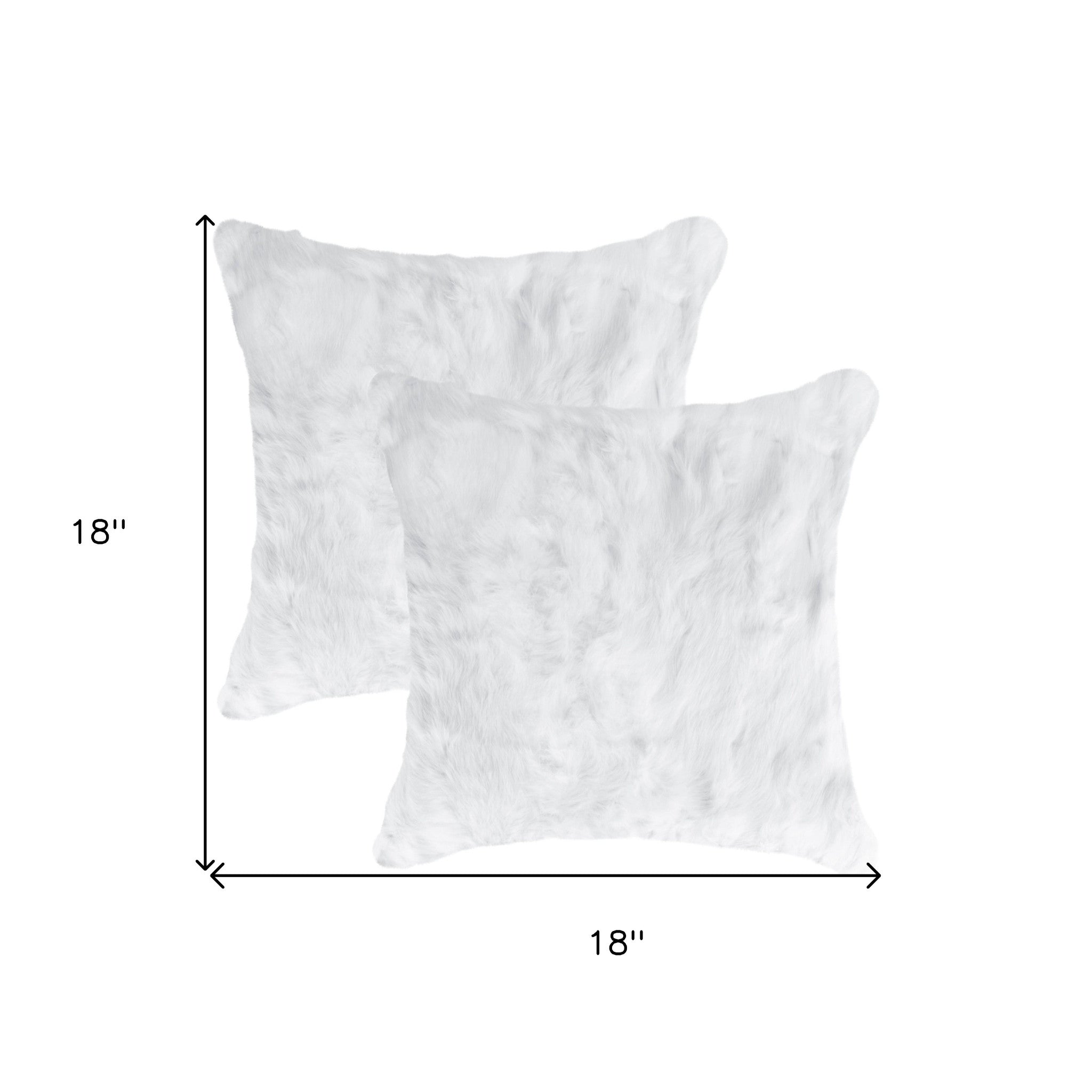 Juego de dos cojines de piel natural con cremallera de conejo blanco de 18.0 in.
