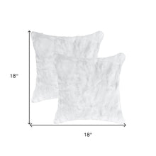 Juego de dos cojines de piel natural con cremallera de conejo blanco de 18.0 in.