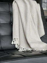 Grey and White Dreamy Soft Herringbone Throw Blanket