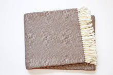 Brown and White Dreamy Soft Herringbone Throw Blanket
