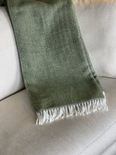 Moss Green and White Dreamy Soft Herringbone Throw Blanket