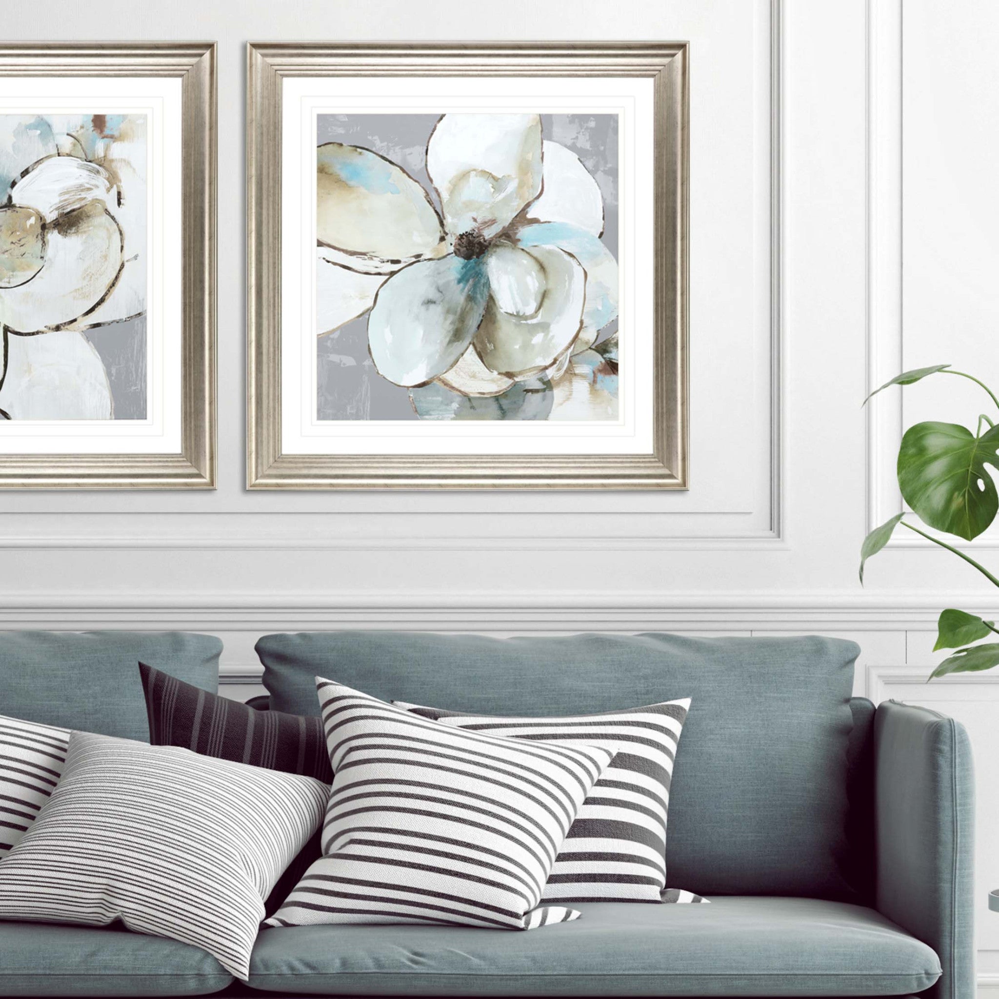 Emerald Flower Ii Framed Art Silver Picture Frame Print Wall Art