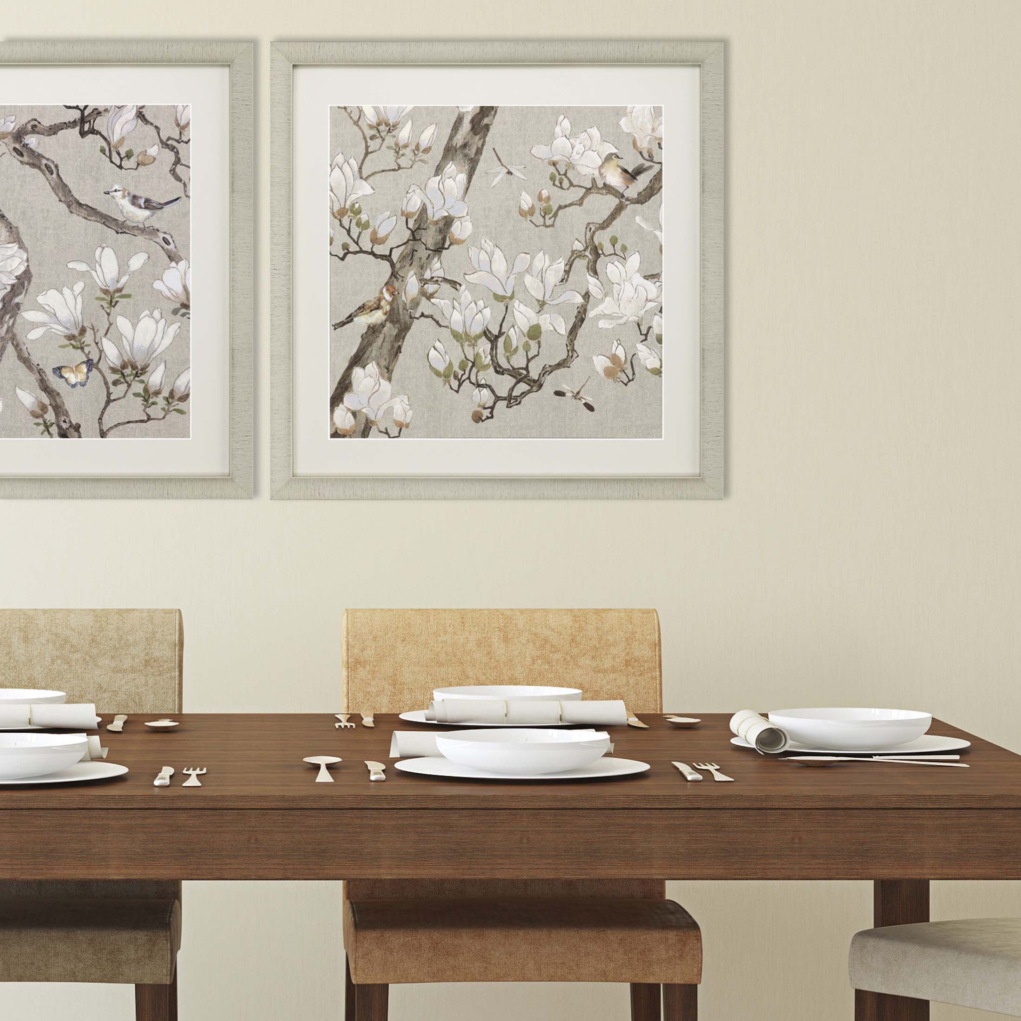 Magnolia Bloom Framed Art Gold Picture Frame Print Wall Art