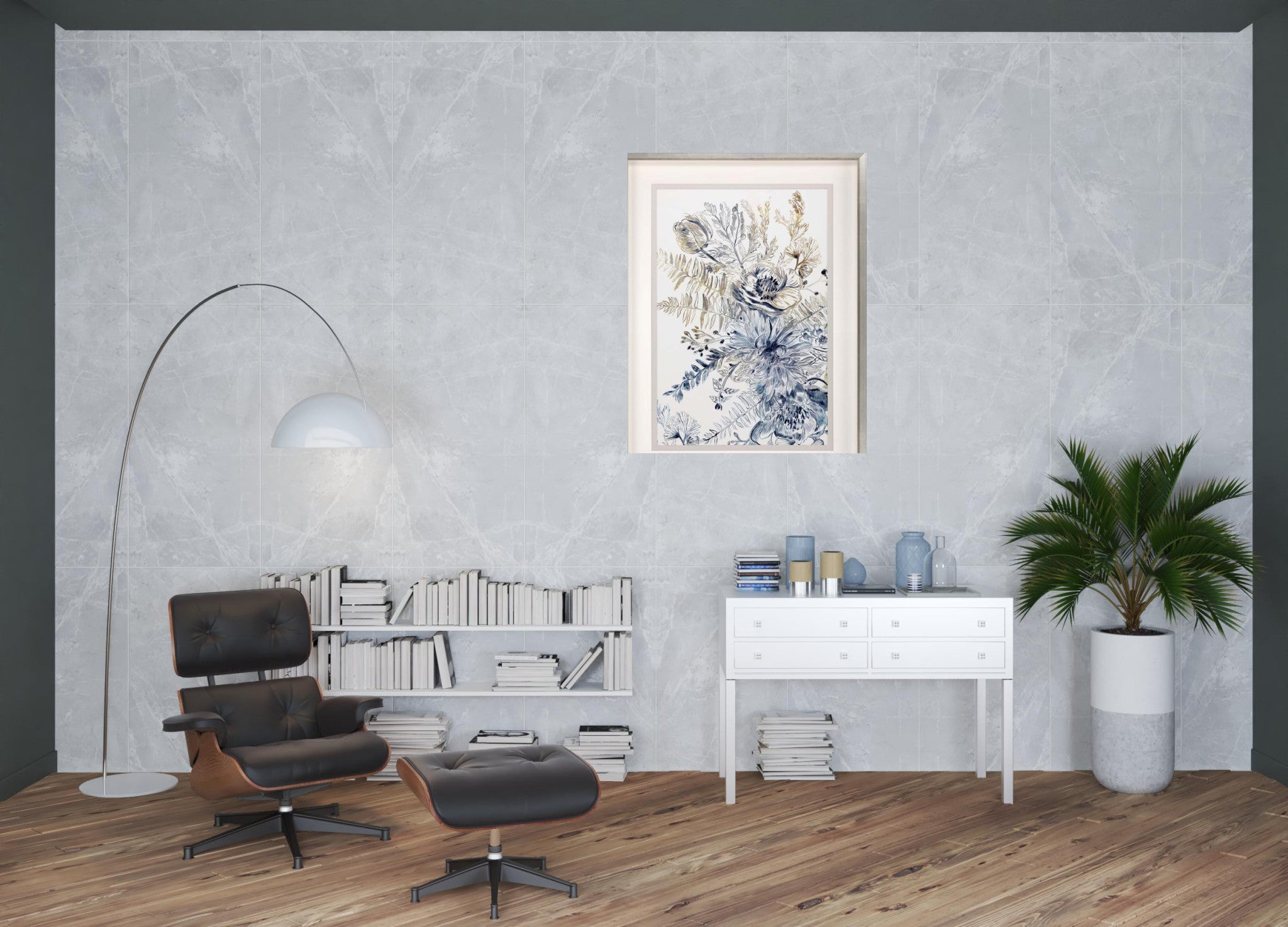 Royal Blue Ii Framed Art Silver Picture Frame Print Wall Art