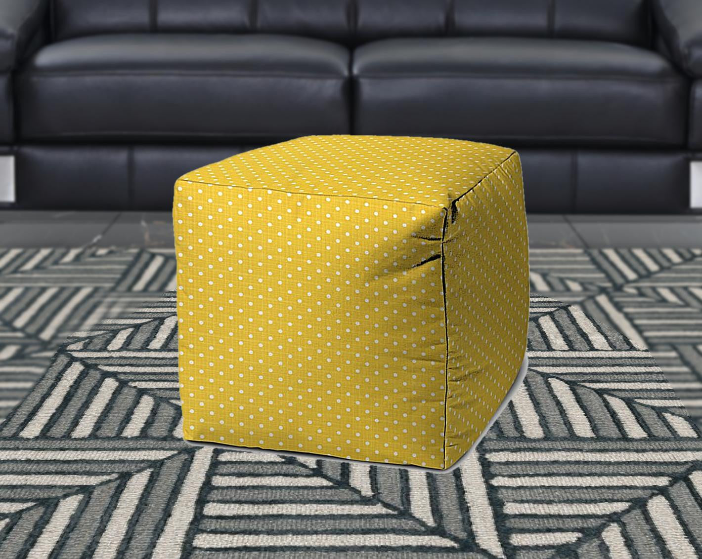17" Turquoise Cube Polka Dots Indoor Outdoor Pouf Cover