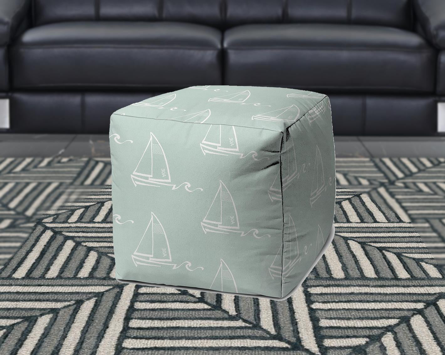 Green Cube Indoor Outdoor Pouf Cover 17"