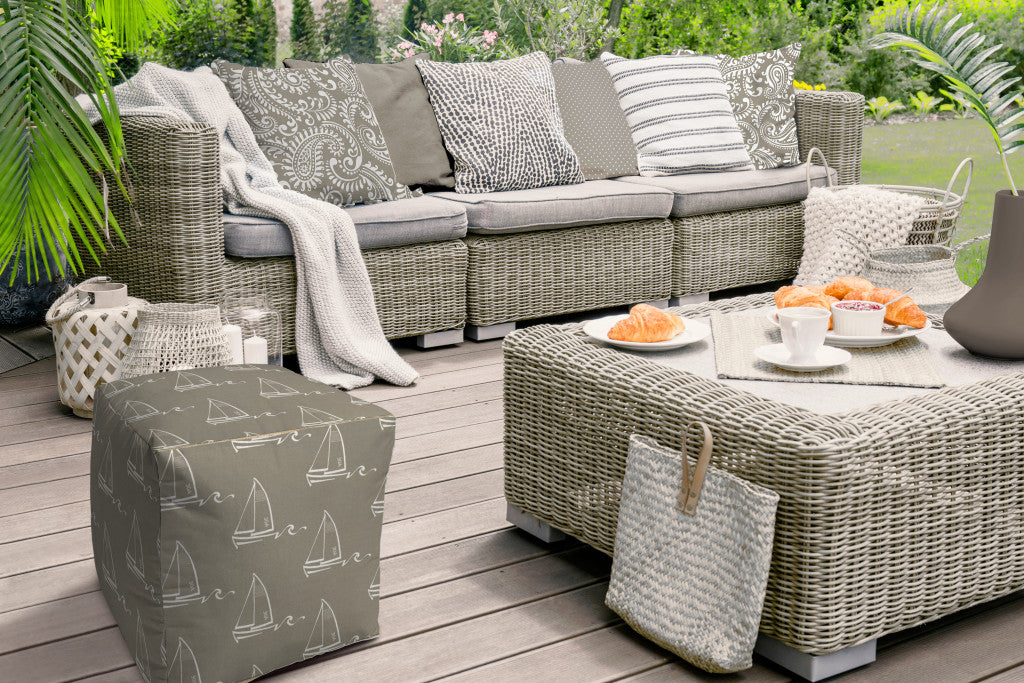 Green Cube Indoor Outdoor Pouf Cover 17"