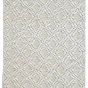 Ivory Diamond Lattice Modern Area Rug - 5’ x 7’