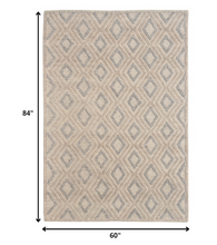 5’ x 7’ Tan Gray Diamond Lattice Modern Area Rug
