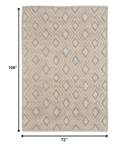 6’ x 9’ Tan Gray Diamond Lattice Modern Area Rug