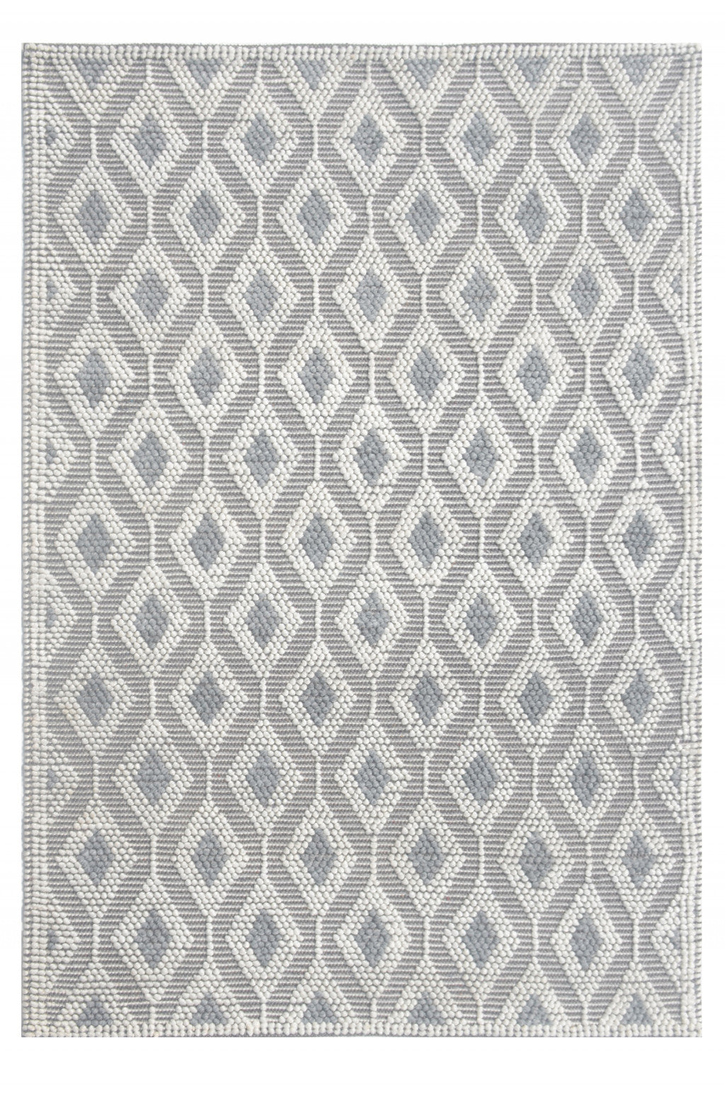 6’ x 9’ Ivory Gray Diamond Trellis Modern Area Rug