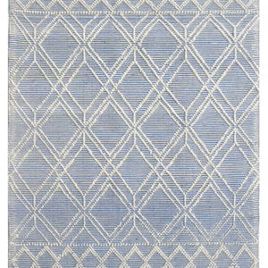 5’ x 7’ Blue Ivory Tribal Geometric Pattern Area Rug