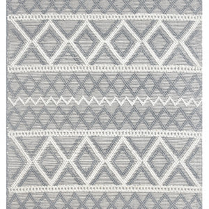 5’ x 7’ Gray Ivory Diamonds Boho Chic Area Rug
