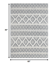 5’ x 7’ Gray Ivory Diamonds Boho Chic Area Rug