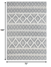 6’ x 9’ Gray Ivory Diamonds Boho Chic Area Rug