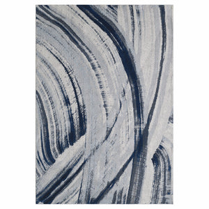 5’ x 8’ Navy Ivory Abstract Strokes Modern Area Rug