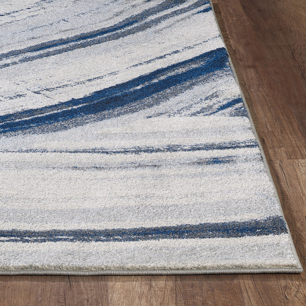 5’ x 8’ Navy Ivory Abstract Strokes Modern Area Rug