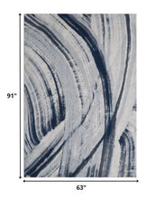 5’ x 8’ Navy Ivory Abstract Strokes Modern Area Rug