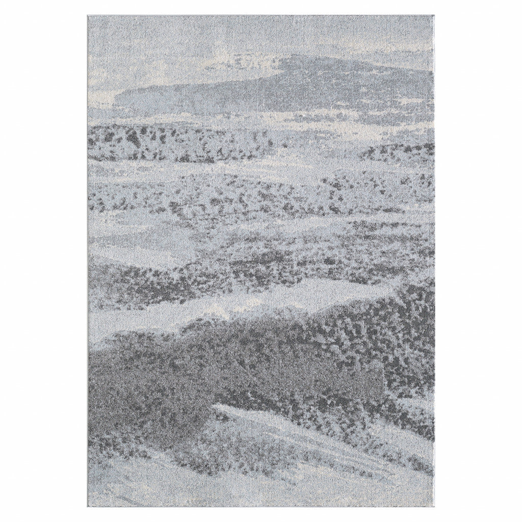 5’ x 8’ Blue Gray Abstract Mist Modern Area Rug