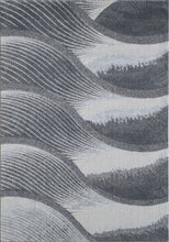 5’ x 8’ Gray Blue Abstract Waves Modern Area Rug