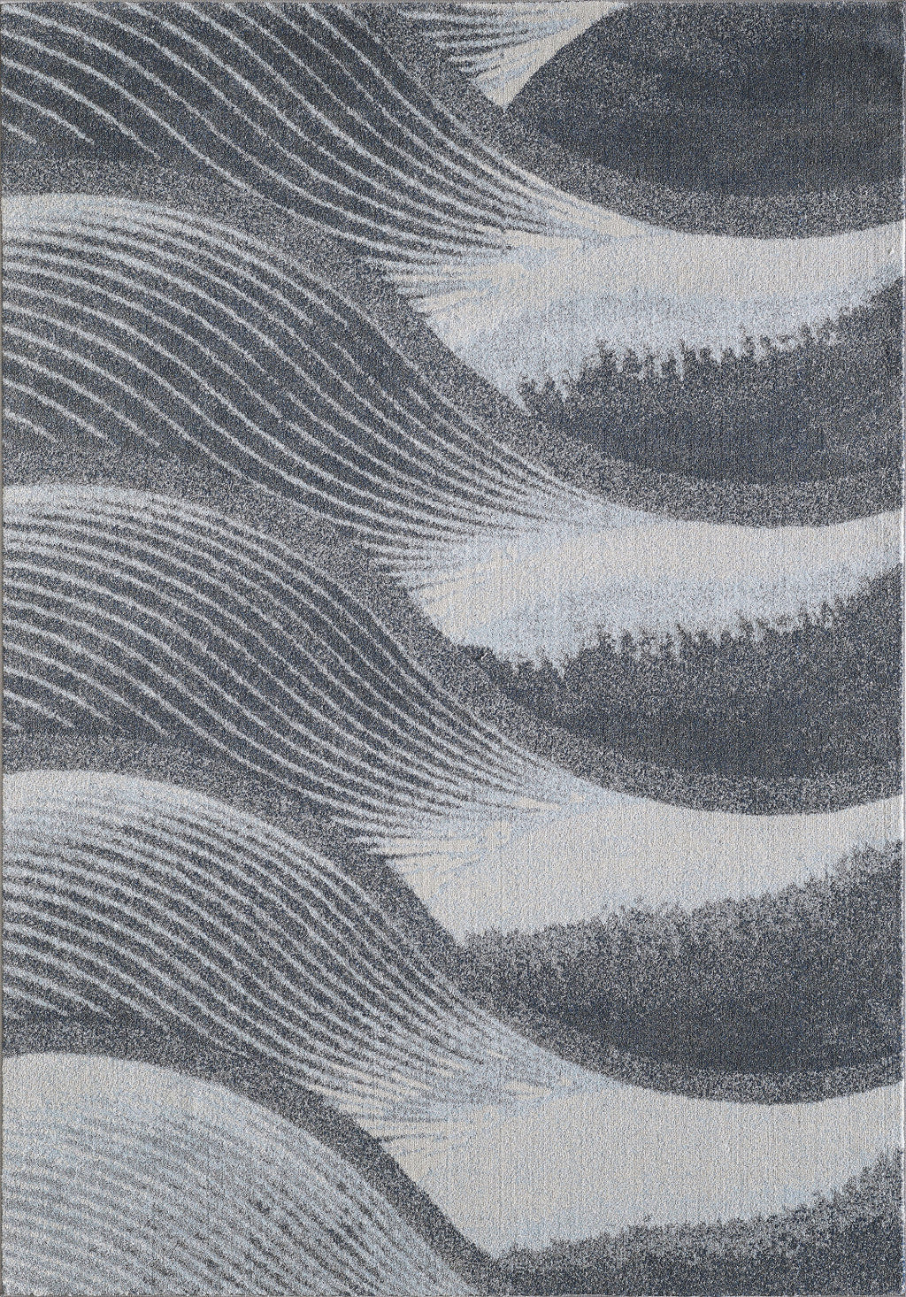 7’ x 10’ Gray Blue Abstract Waves Modern Area Rug