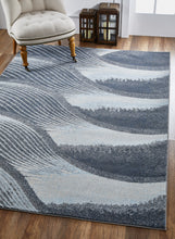 7’ x 10’ Gray Blue Abstract Waves Modern Area Rug