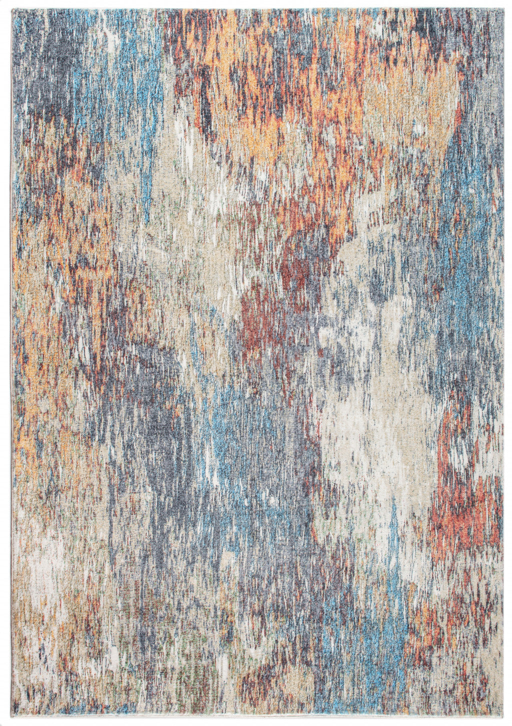 8’ x 10’ Blue Red Abstract Painting Modern Area Rug