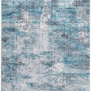 6’ x 9’ Blue Gray Abstract Cuboid Modern Area Rug