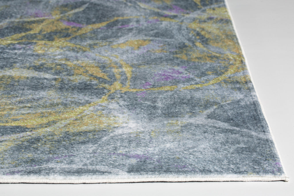 8’ x 10’ Gray Gold Abstract Rings Area Rug