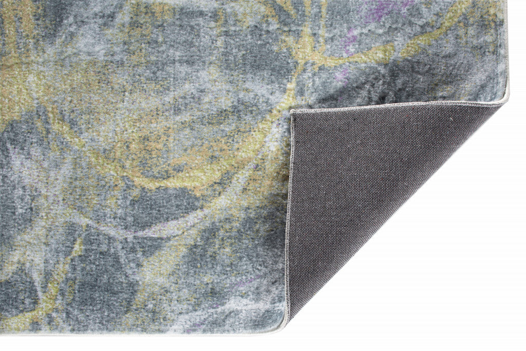 8’ x 10’ Gray Gold Abstract Rings Area Rug
