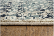 5’ x 8’ Beige Blue Distressed Diamonds Area Rug