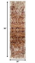 2’ x 8’ Rust Ivory Distressed Diamonds Runner Rug