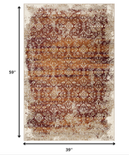 3’ x 5’ Rust Ivory Distressed Diamonds Area Rug