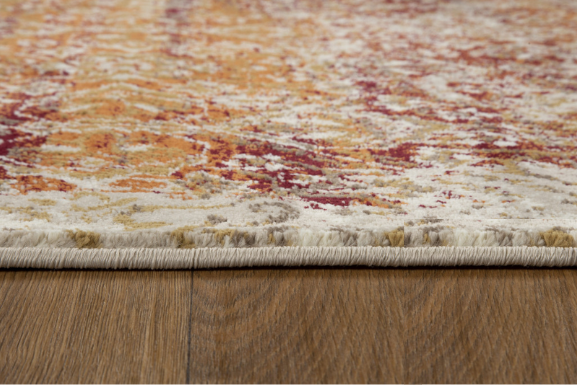 8’ Round Rust Ivory Distressed Diamonds Area Rug