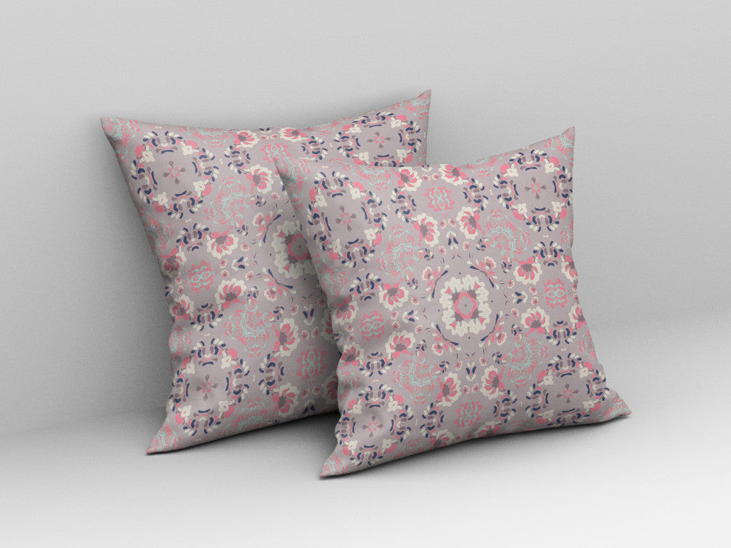18" X 18" Muted Pink Zippered Suede Geometric Throw Pillow