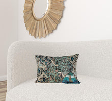 14 英寸 X 20 英寸米色和綠色拉鍊 100% 棉流蘇抱枕