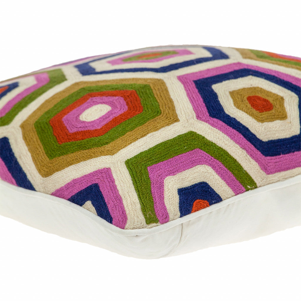 20" X 20" Cojín beige y rosa con cremallera 100% algodón