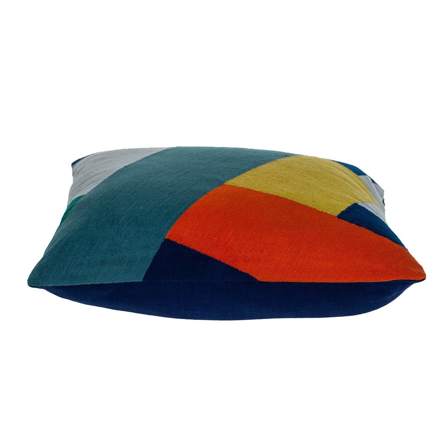 20" X 20" Blue Geometric Zippered 100% Cotton Throw Pillow