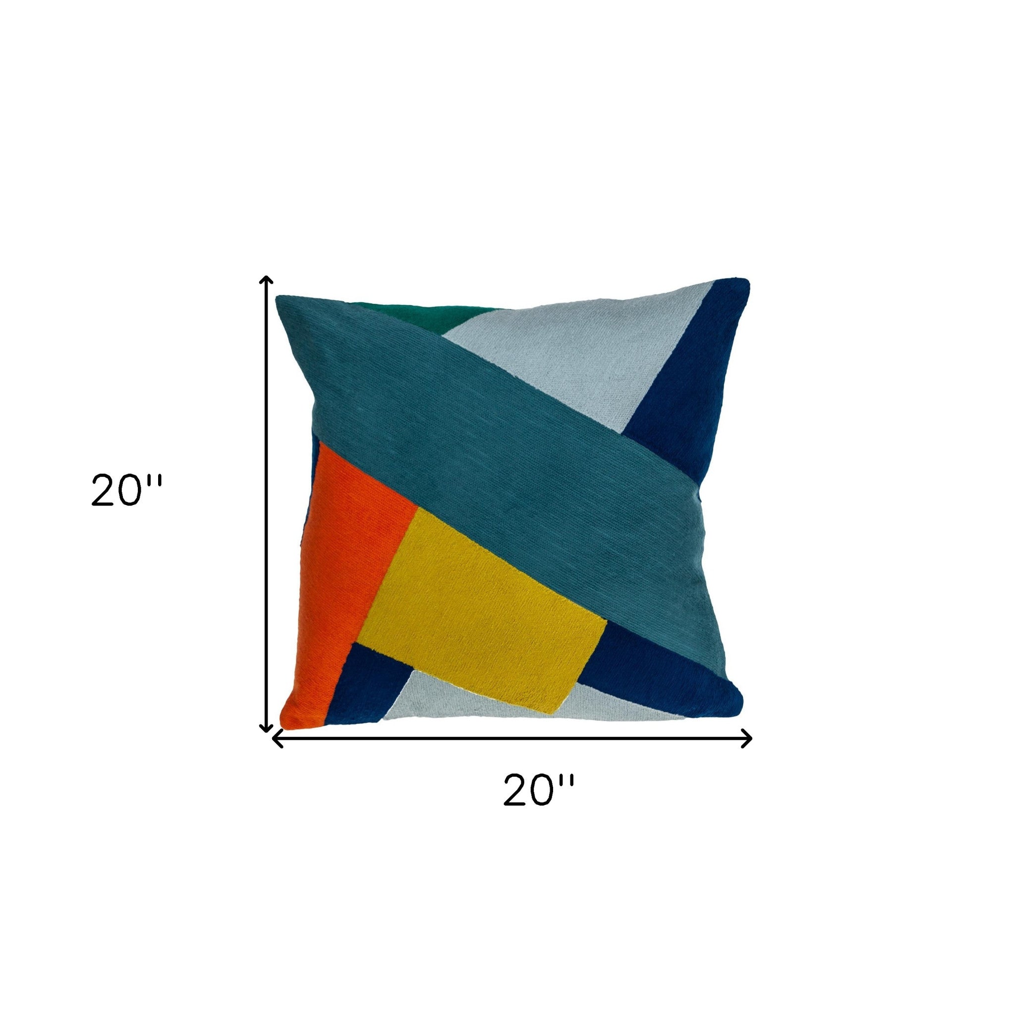 20" X 20" Blue Geometric Zippered 100% Cotton Throw Pillow