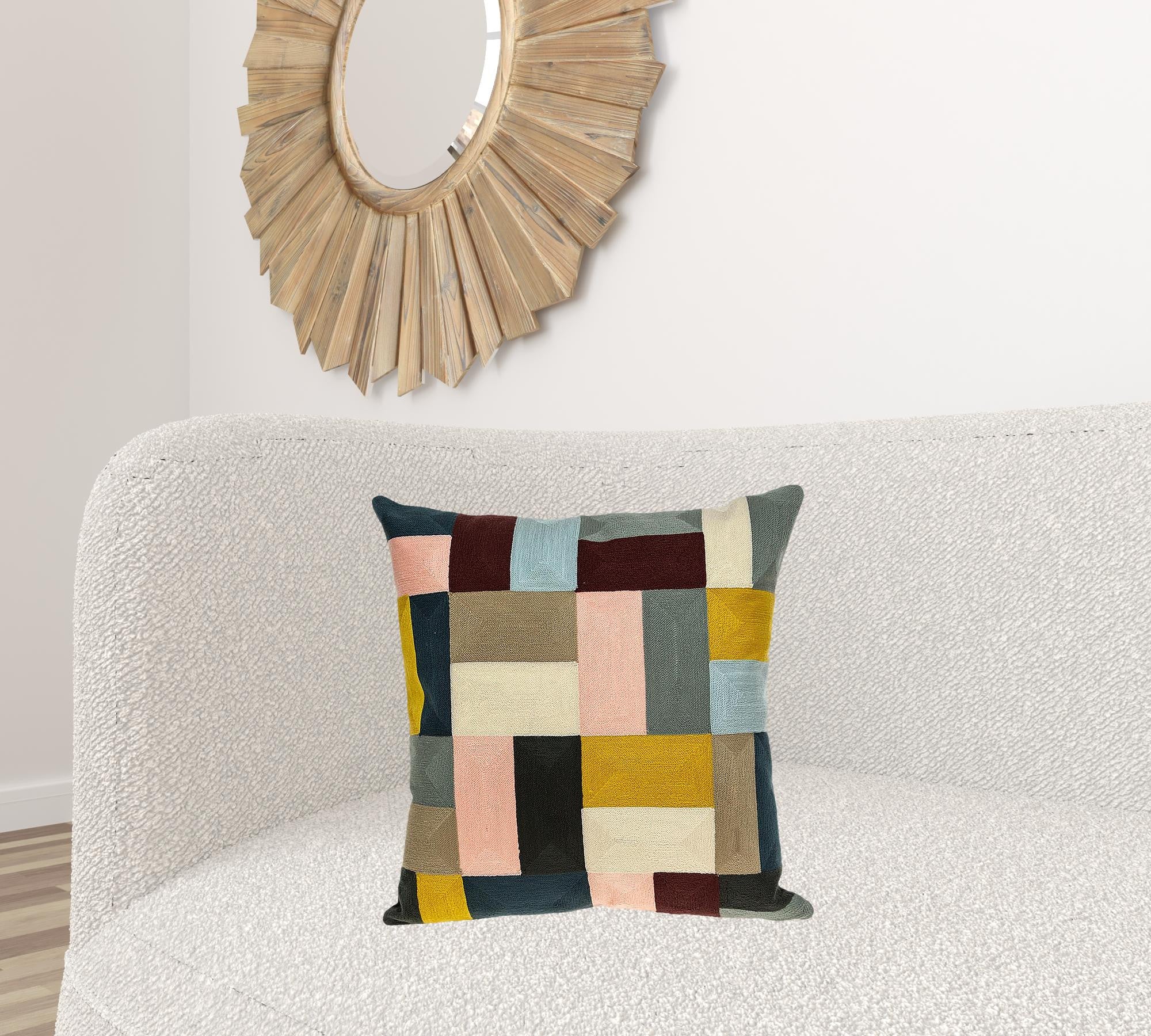 Cojín 100% algodón con cremallera amarilla y negra de 20 "X 20"