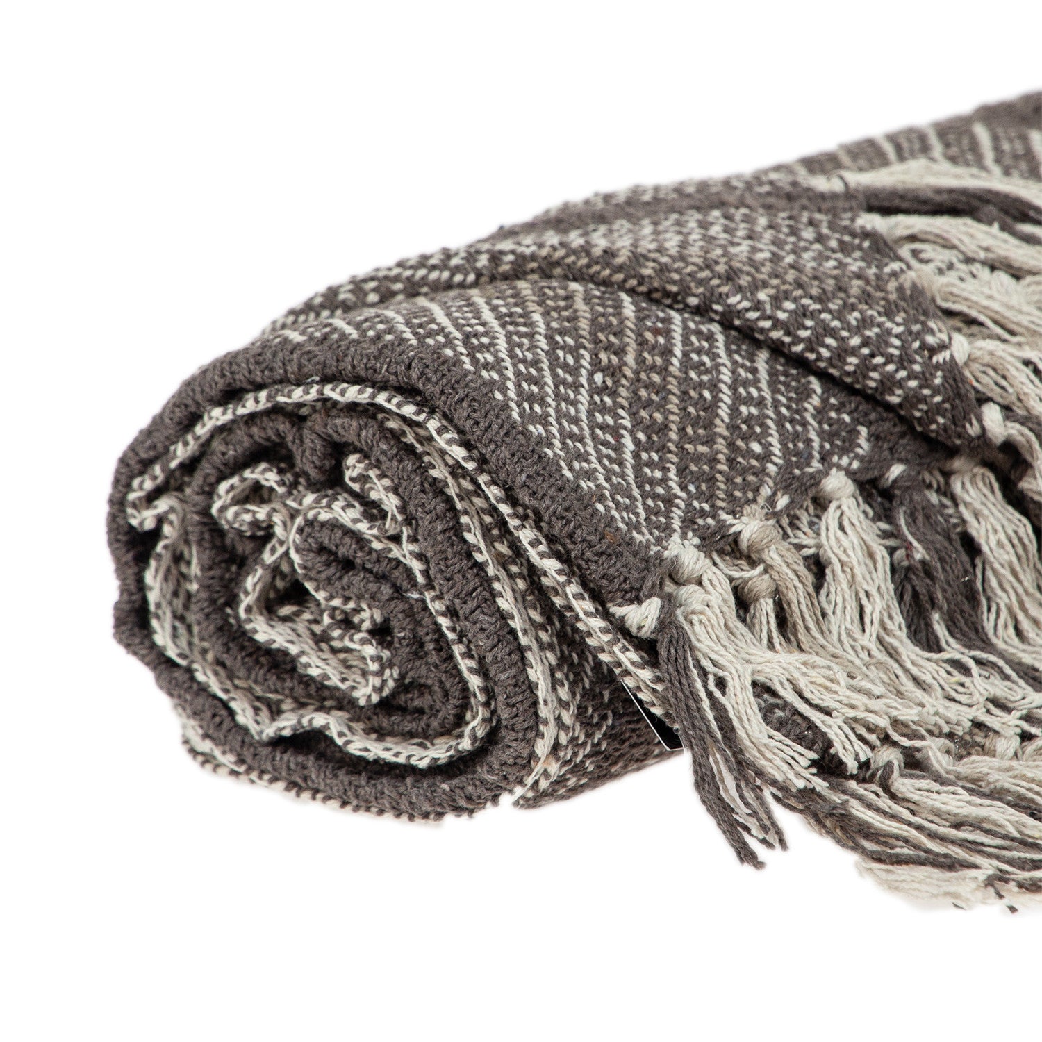 Brown and Taupe Striped Woven Handloom Throw