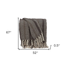 Brown and Taupe Striped Woven Handloom Throw