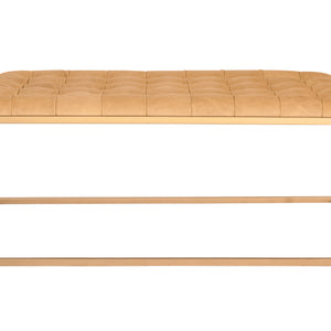 48 英寸棕色真皮簇絨皮革和鐵咖啡桌