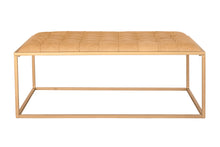 48 英寸棕色真皮簇絨皮革和鐵咖啡桌