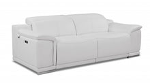 White Genuine Leather Reclining Sofa 86