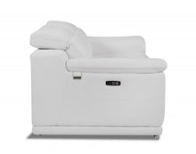 White Genuine Leather Reclining Sofa 86