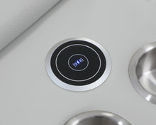 Light Gray Italian Leather Power Recline L Shape Six Piece Corner Sectional With Console