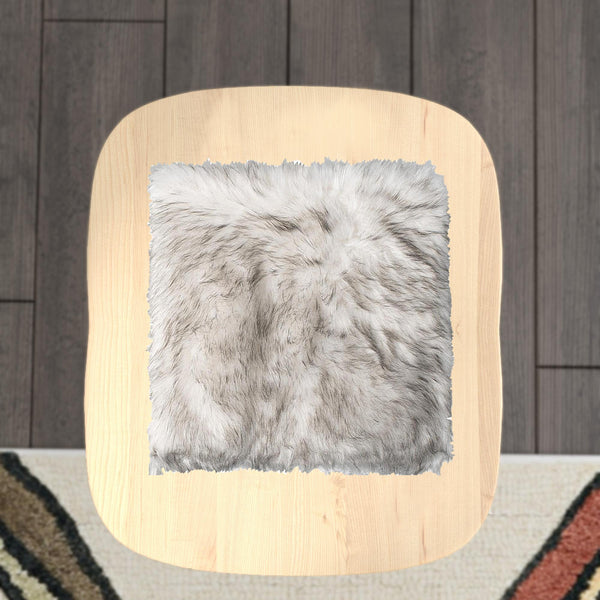 Set Of Two 17" X 17"  Ombre Grey Faux Fur Dining Chair Cushion Pads